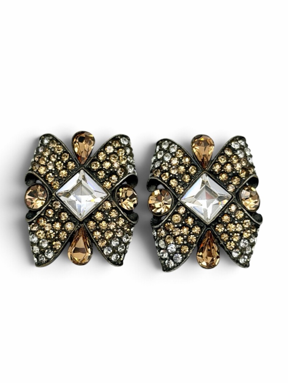 Jay Strongwater Vintage Crystal Clip On Earrings